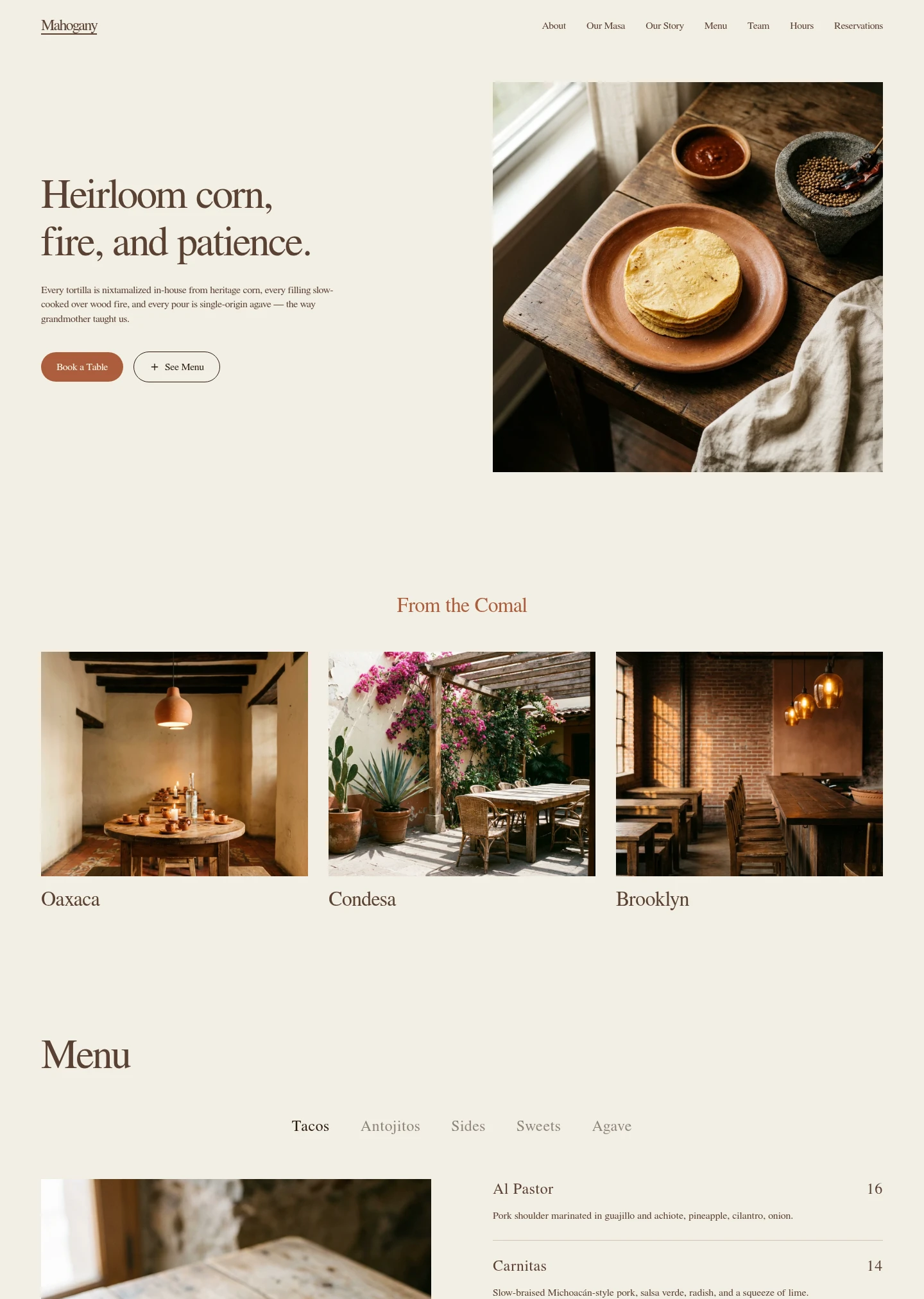 Mahogany website design style preview